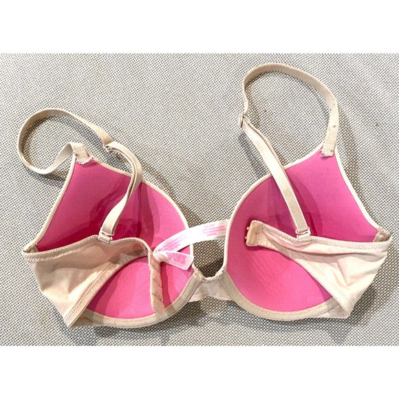 Pink Victoria's Secret - Beige Underwire full coverage Bra women's size 32D - Picture 3 of 3